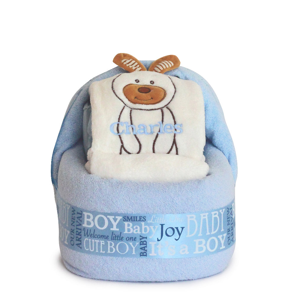 Personalized Rabbit Baby Blanket Diaper Cradle Gift Sets