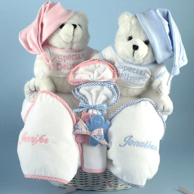 Twin Bear Baby Gift Basket