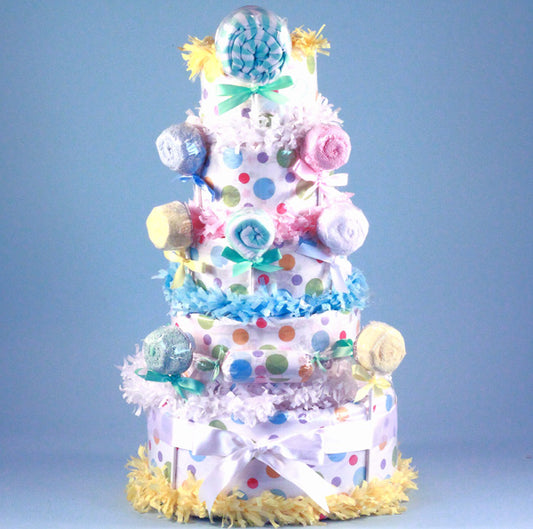 Tasty as a Lollipop Deluxe Diaper Cake Unisex Baby Gift