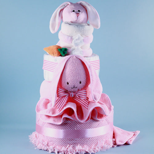 Ricki Rabbit Deluxe Diaper Cake Baby Girl Gift