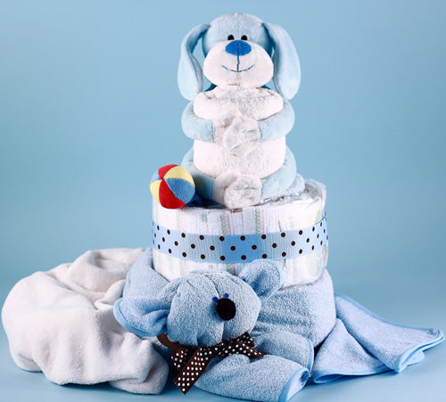 Baby's Puppy Pal Diaper Cake Boy Baby Gift