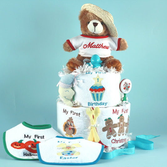 Baby's First Holiday's Personalized Diaper Cake Baby Shower Gift