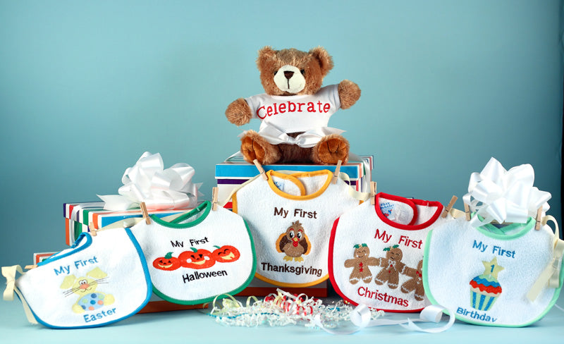 Baby's First Holiday Bibs & Bear Gift Set