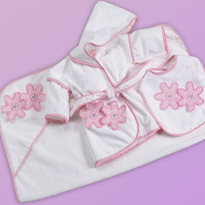 Daises Hooded Baby Towel, Robe, & Bib Baby Girl Gift