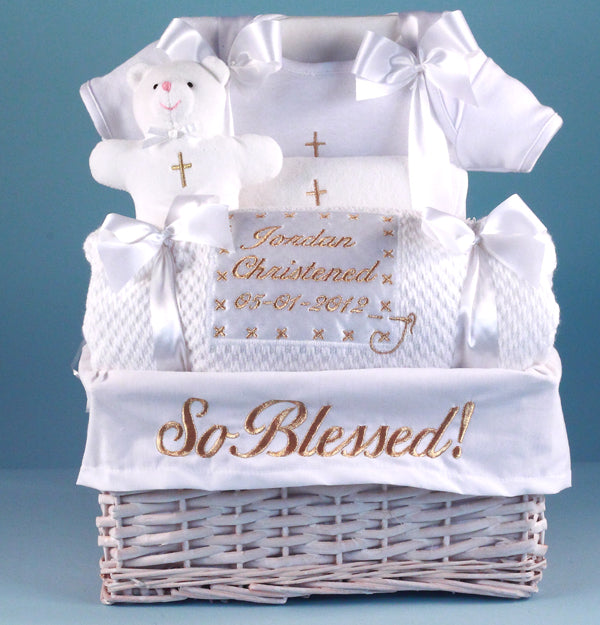 Baby Gift Basket For Christening-So Blessed