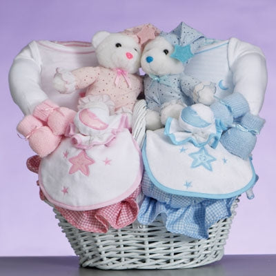 Moon & Stars-Baby Gift Basket for Twins