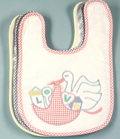 Stork Applique Baby Bib