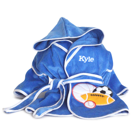 Personalized Baby Boy Gift-SportBalls Bathrobe