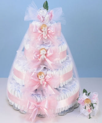 Deluxe Diaper Cake Delight Baby Girl Gift