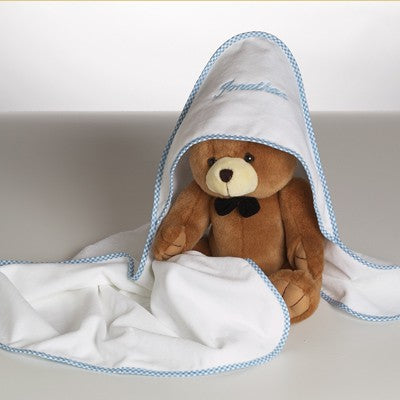 Hooded Towel & Plush Bear Personalized Baby Boy Gift