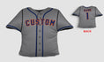 Load image into Gallery viewer, Front and backside of a Personalized Baseball Jersey Pillow in Grey Orange Royal color
