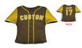 Load image into Gallery viewer, Front and backside of a Personalized Baseball Jersey Pillow in Brown Gold color
