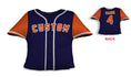 Load image into Gallery viewer, Front and backside of a Personalized Baseball Jersey Pillow in Navy Orange White color
