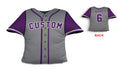 Load image into Gallery viewer, Front and backside of a Personalized Baseball Jersey Pillow in Grey Purple color
