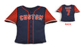 Load image into Gallery viewer, Front and backside of a Personalized Baseball Jersey Pillow in Navy Red color
