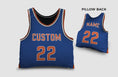 Load image into Gallery viewer, Front and backside of a Personalized Basketball Jersey Pillow in Red-White-Blue color 
