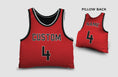 Load image into Gallery viewer, Front and backside of a Personalized Basketball Jersey Pillow in Red-Black-White color
