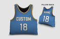 Load image into Gallery viewer, Front and backside of a Personalized Basketball Jersey Pillow in Sky Blue-Yellow-White color 
