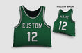 Load image into Gallery viewer, Front and backside of a Personalized Basketball Jersey Pillow in Green-White color
