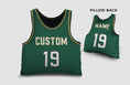 Load image into Gallery viewer, Front and backside of a Personalized Basketball Jersey Pillow in Green-Gold-Black color  
