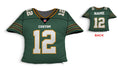 Load image into Gallery viewer, Front and backside of a Personalized Football Jersey Pillow in  Green-Gold-Black color 
