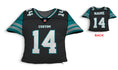 Load image into Gallery viewer, Front and backside of a Personalized Football Jersey Pillow in  Dark Grey-Teal-White color
