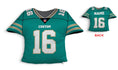 Load image into Gallery viewer, Front and backside of a Personalized Football Jersey Pillow in  Teal-White-Gold color
