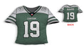 Load image into Gallery viewer, Front and backside of a Personalized Football Jersey Pillow in  Green-White-Black color
