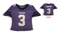 Load image into Gallery viewer, Front and backside of a Personalized Football Jersey Pillow in Purple-White-Gold color
