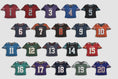 Load image into Gallery viewer, Twenty different type of Personalized Football Jersey Pillow with different designs on a white surface
