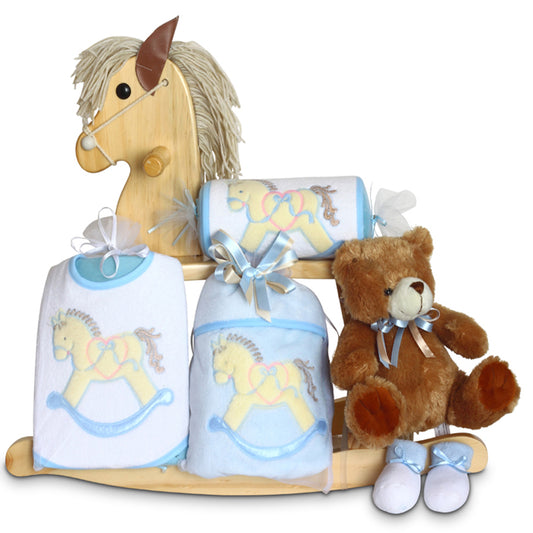 Natural Rocking Horse Baby Boy Gift Set