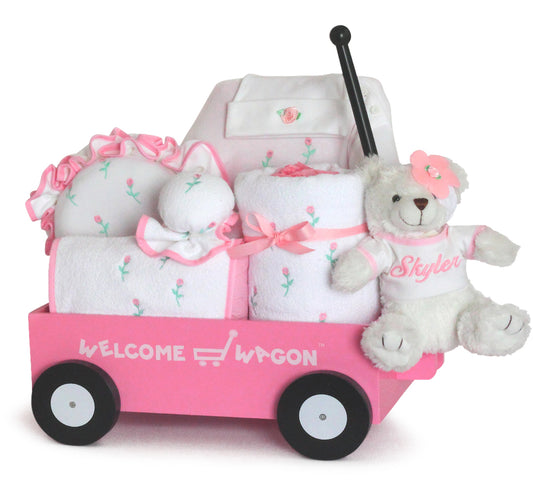 Pretty in Pink Deluxe Welcome Wagon Baby Girl Gift