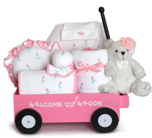 Pretty in Pink Deluxe Welcome Wagon Baby Girl Gift